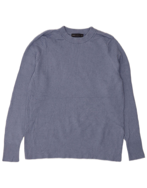 Marks & Spencer Damen-Pullover mit Rundhalsausschnitt, Gr. 18, XL, blaue Viskose