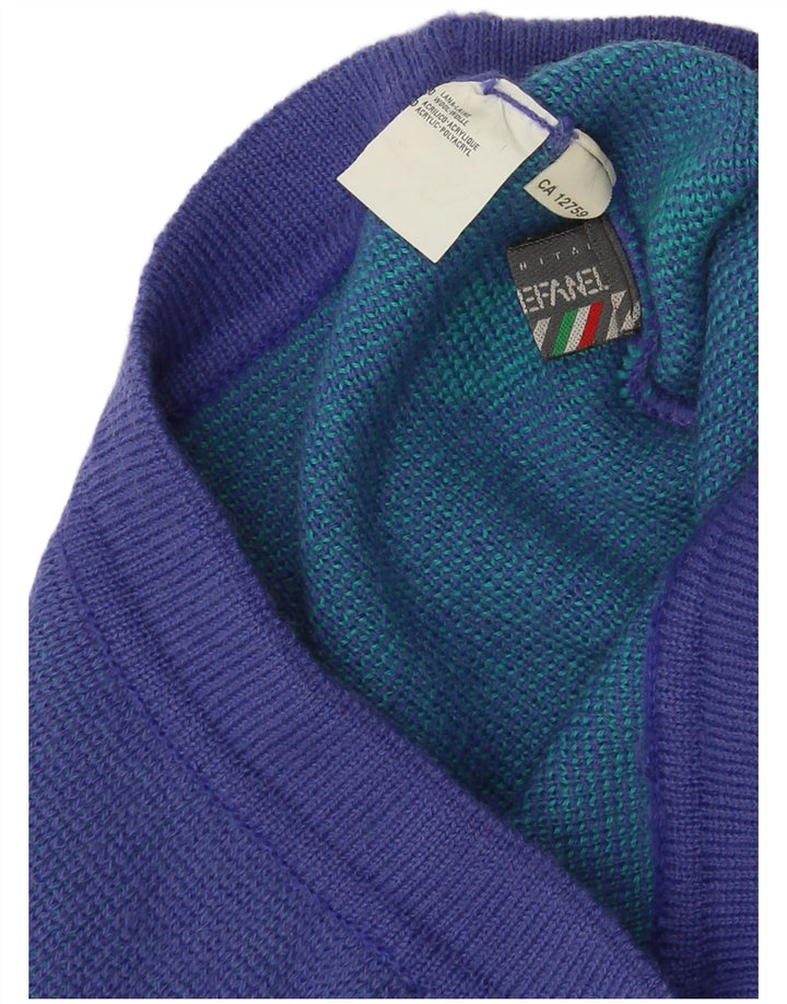 Stefanel Damen-Strick-Bleistiftrock W28 Mittelblaue geometrische Wolle