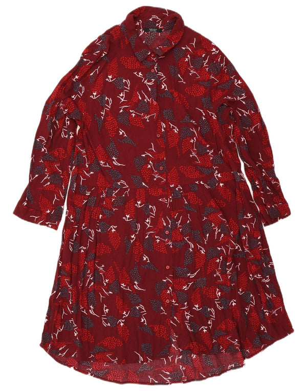 Damen Parfois Abgestuftes Kleid mit abstraktem Muster UK 14 Mittleres Burgunderrot Viskose