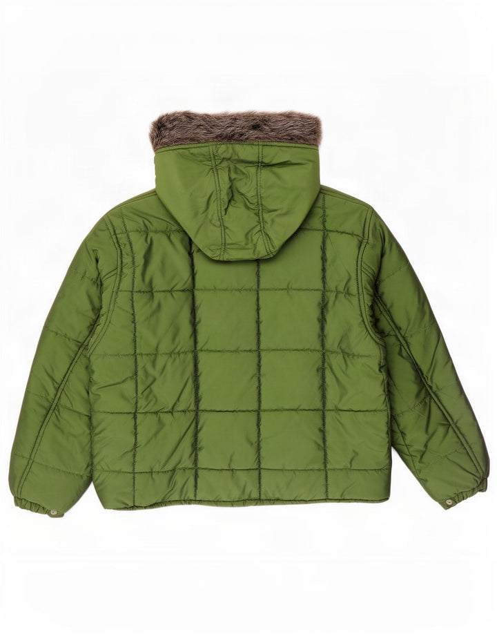 Vagabond Damen-Kapuzen-Übergröße, wattierte Jacke, UK 10, Größe S, grünes Nylon