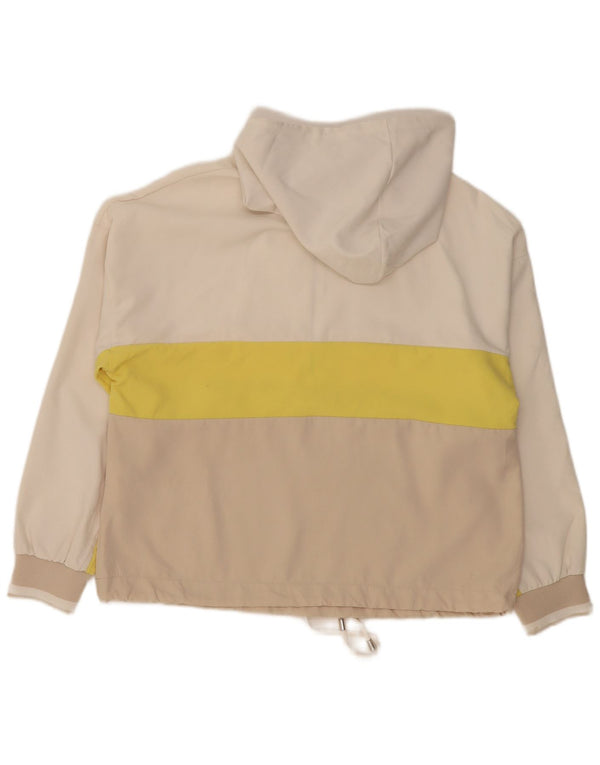 Zara Damen Kapuzenpullover mit Reißverschluss, UK 16, Größe L, Beige, Farbblock-Polyester