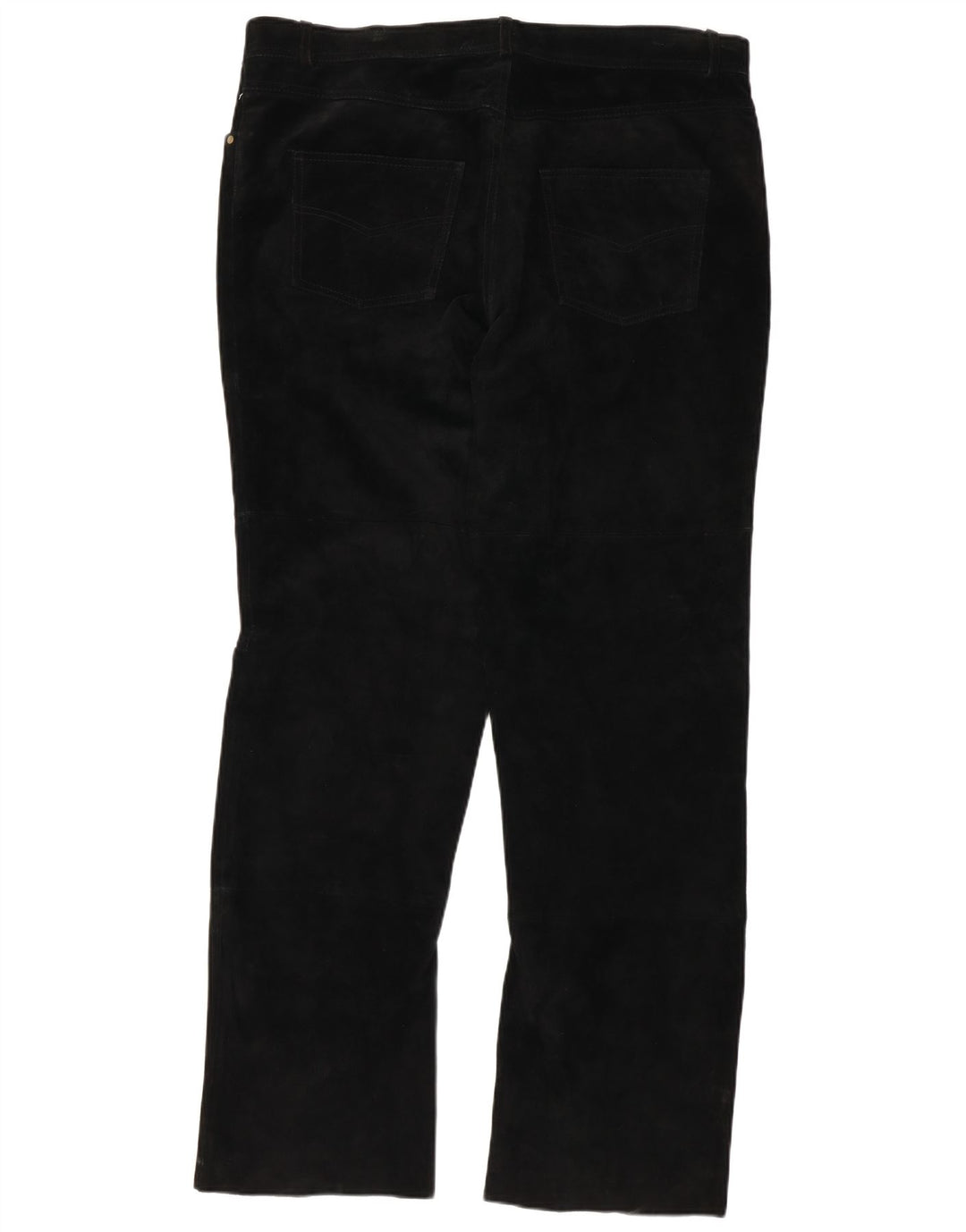 Authentische, gerade Wildlederhose für Herren, Größe 2XL, W38, L32, schwarzes Leder