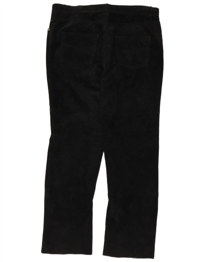 Authentische, gerade Wildlederhose für Herren, Größe 2XL, W38, L32, schwarzes Leder