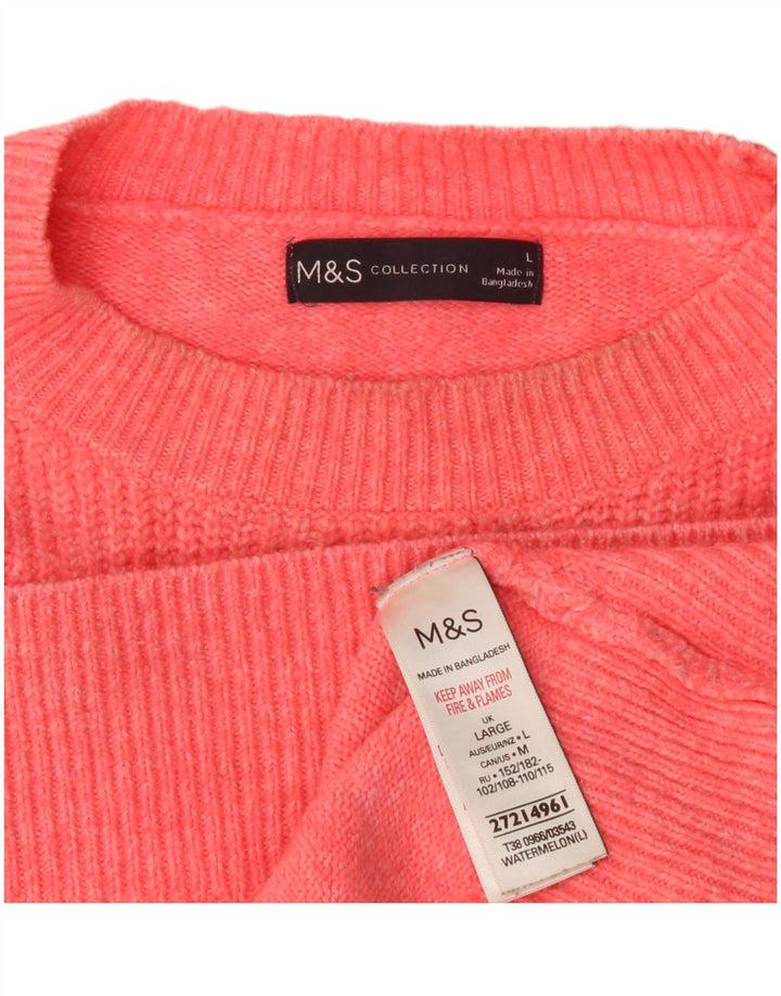 Marks & Spencer Damen-Pullover, übergroß, Rundhalsausschnitt, Gr. 16, Rosa