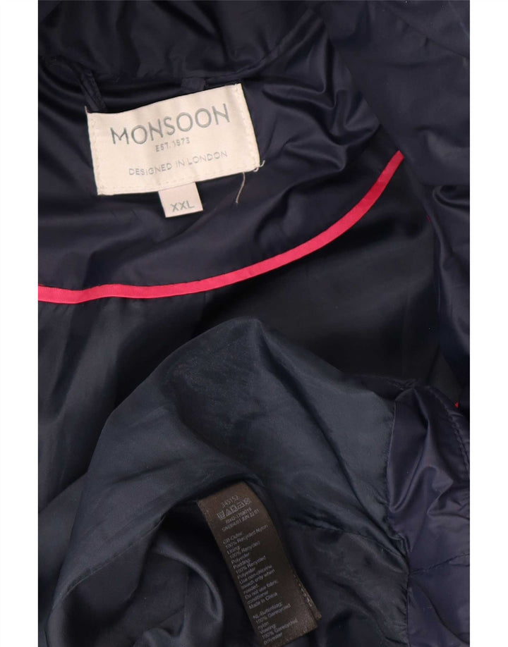 Monsoon Damen-Kapuzen-Übergröße, gepolsterter Mantel, UK 22 2XL, Marineblau, Polyester