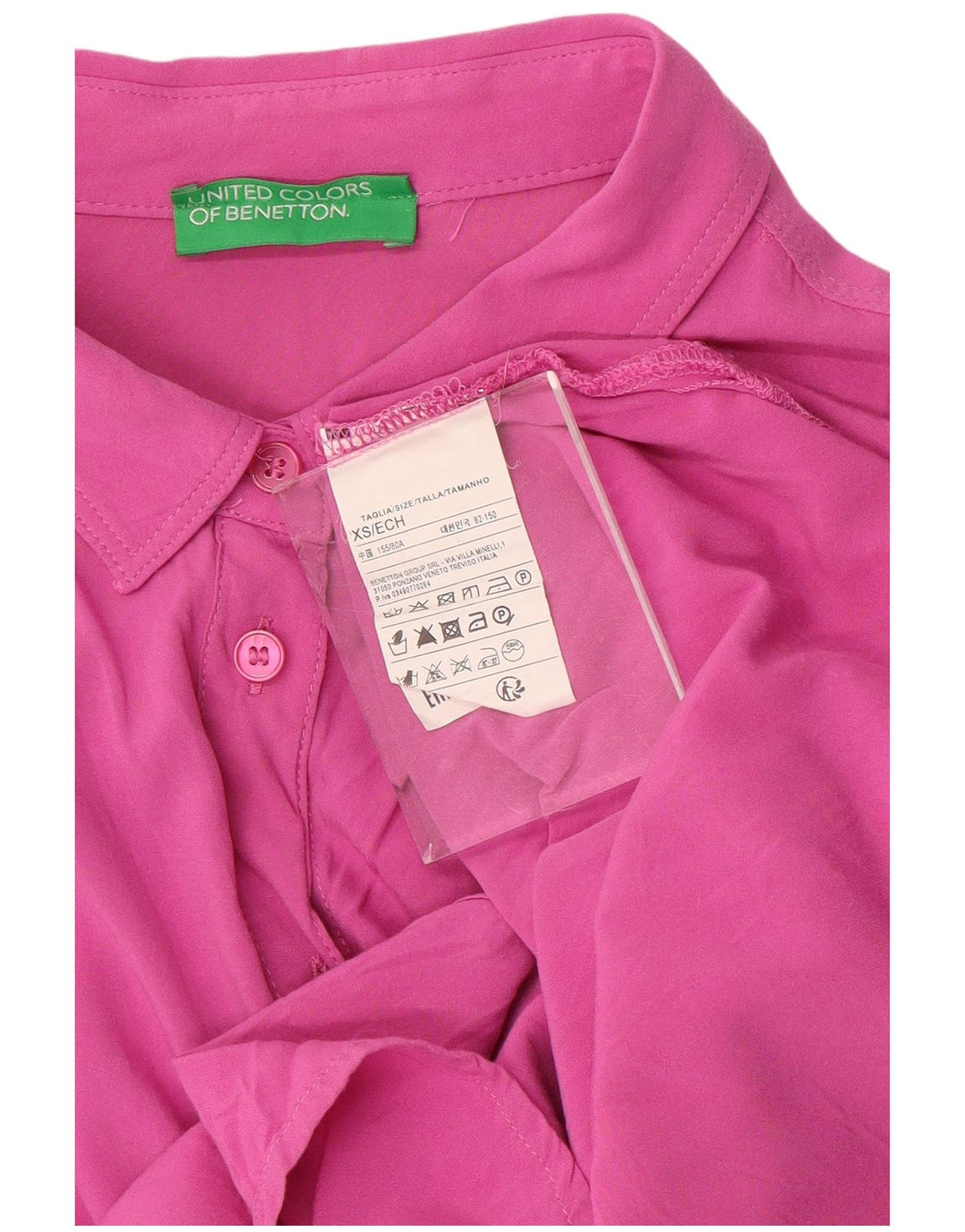 BENETTON Damen Übergroße Kurzarm-Hemdbluse UK 6 XS Rosa Viskose