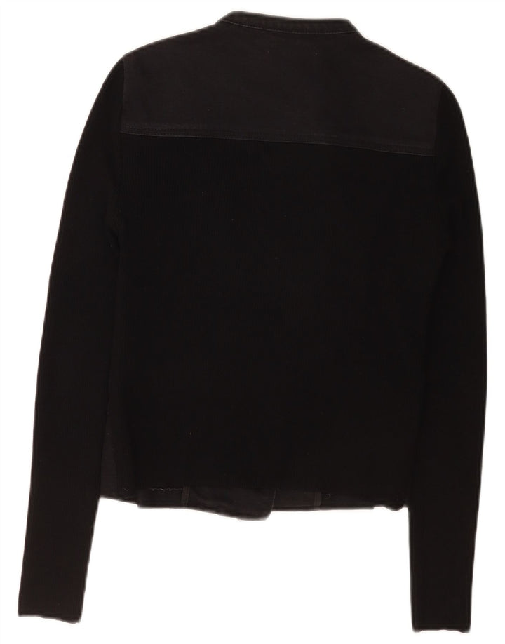 Karen Millen Damen Crop Bikerjacke US 1 2XS Schwarz