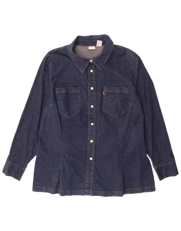 Levi's Damen Jeanshemd UK 18 XL Marineblau Baumwolle