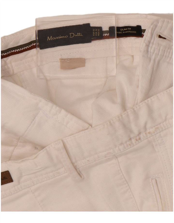 Massimo Dutti Herren Slim Chino Hose EU 42 Large W32 L31 Weiß