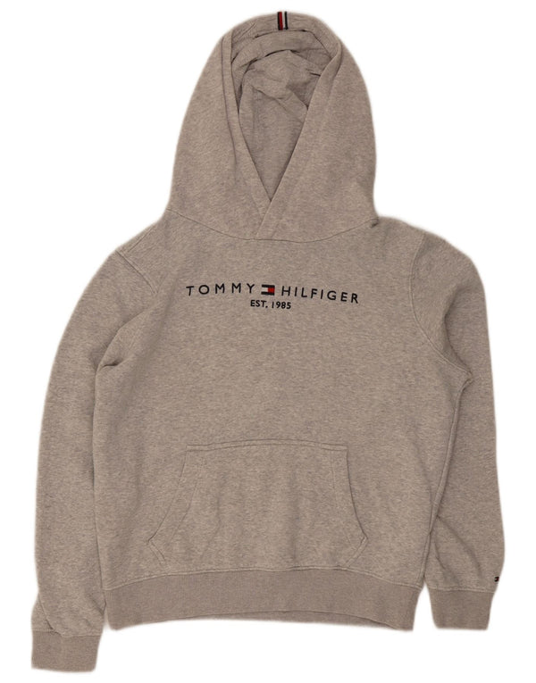 Tommy Hilfiger Kapuzenpullover mit Grafik für Jungen, 13–14 Jahre, graue Baumwolle