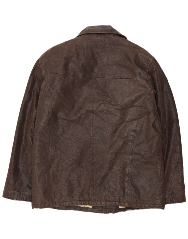 Vintage Herren Sherpa Lederjacke UK 40 Großes braunes Leder