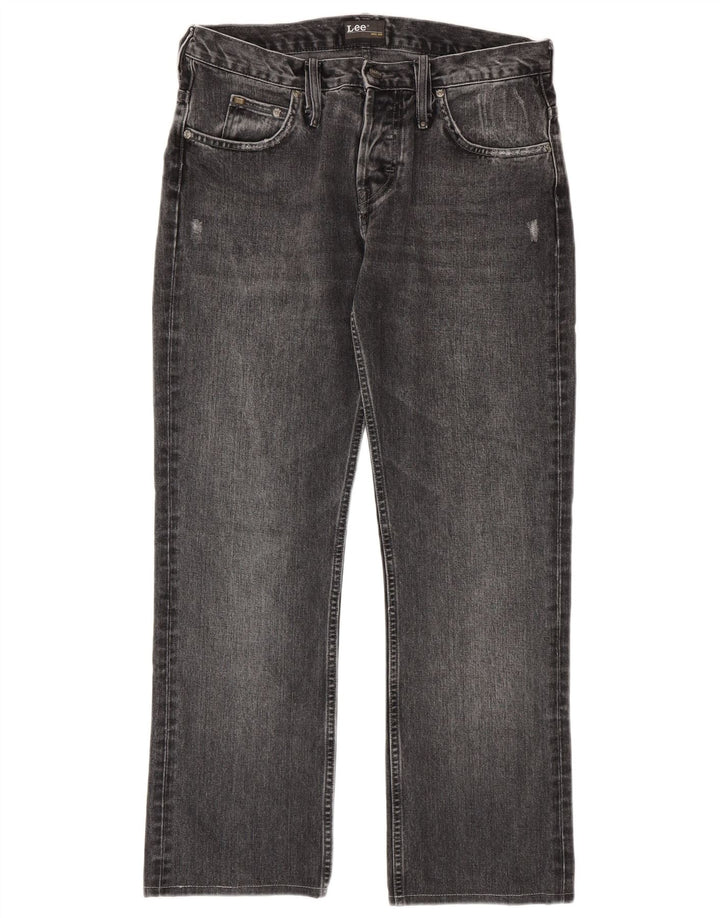 LEE Herren Knox Distressed Straight Jeans W32 L29 Graue Baumwolle