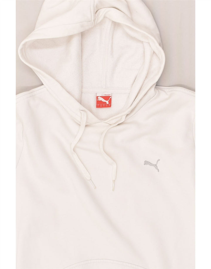 PUMA Womens Hoodie Jumper UK 14 Large White Cotton | Vintage Puma | Thrift | Second-Hand Puma | Used Clothing | Messina Hembry 