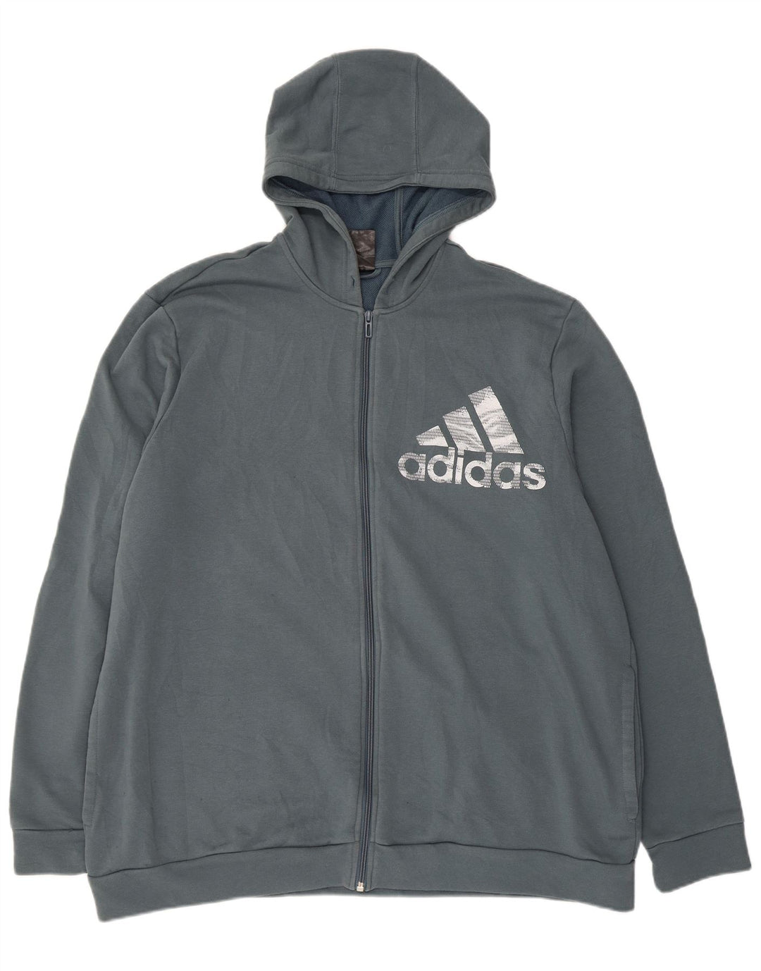 ADIDAS Herren Graphic Zip Hoodie Pullover 2XL Blaue Baumwolle