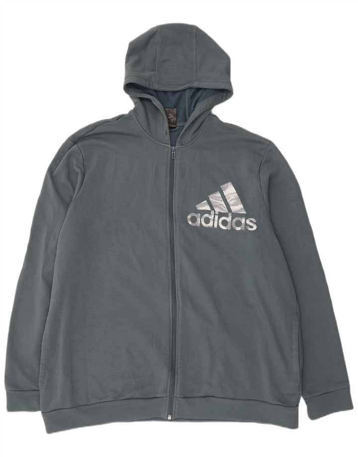 ADIDAS Herren Graphic Zip Hoodie Pullover 2XL Blaue Baumwolle