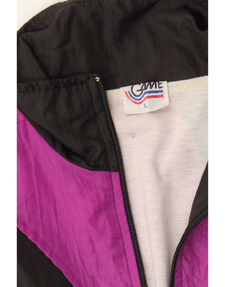 Vintage Herren-Trainingsanzug-Top-Jacke, großes schwarzes Colourblock-Nylon