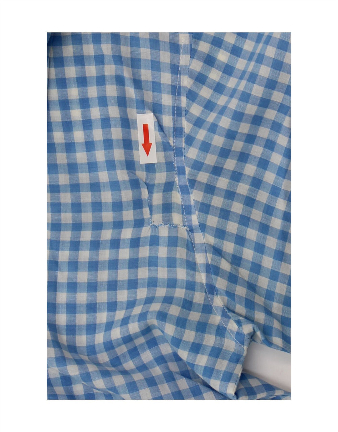 Vintage Herren Kurzarmhemd, großes blaues Gingham-Polyester