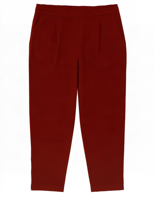 M&Co Damen-Freizeithose mit hoher Taille, schmal zulaufend, UK 16, Größe L W34 L27, Burgunderrot