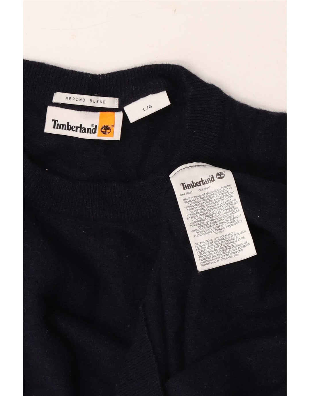 Timberland Herren-Pullover mit Rundhalsausschnitt, groß, marineblaue Wolle