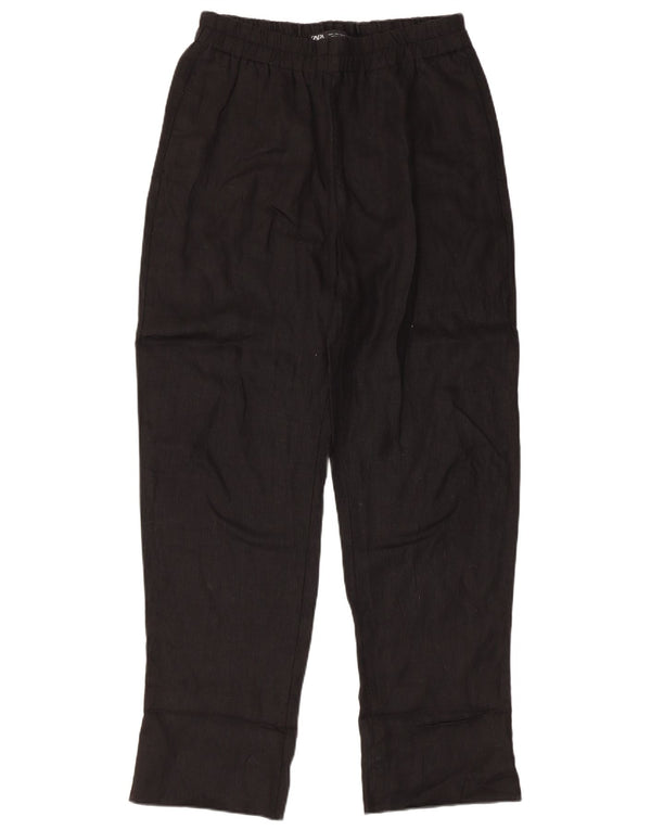 Zara Damen-Hose mit hoher Taille, gerade, Freizeithose, Größe L, W30, L30, Schwarz