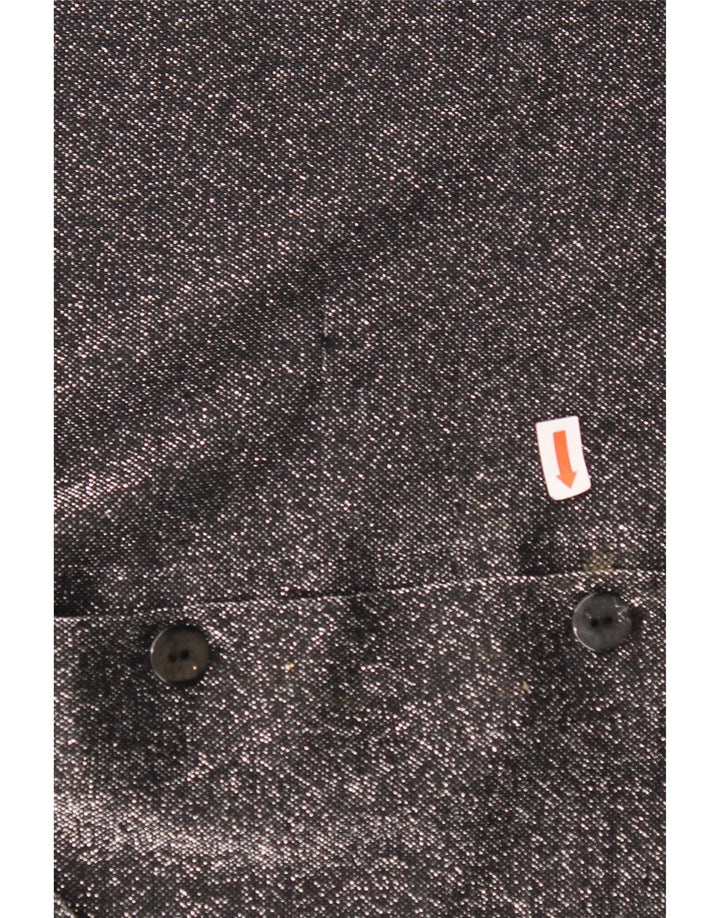 VINTAGE Übergroße Damen-Hemdbluse UK 16 Großes schwarz geflecktes Polyester