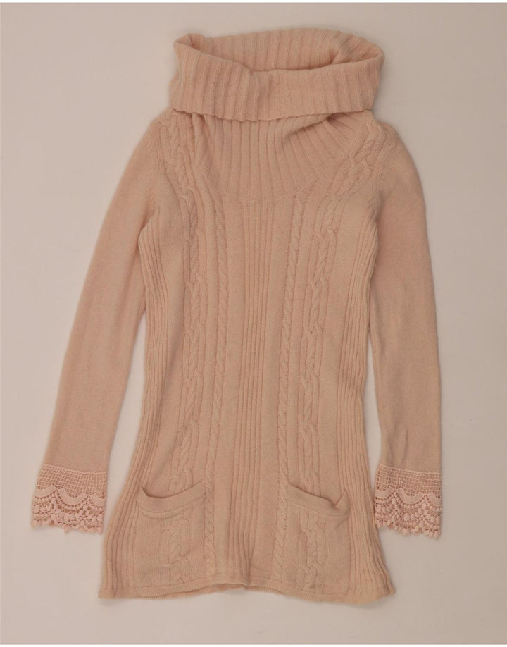 Laura Ashley Rollkragenpullover für Damen, UK 12, Mittelrosa aus Lammwolle