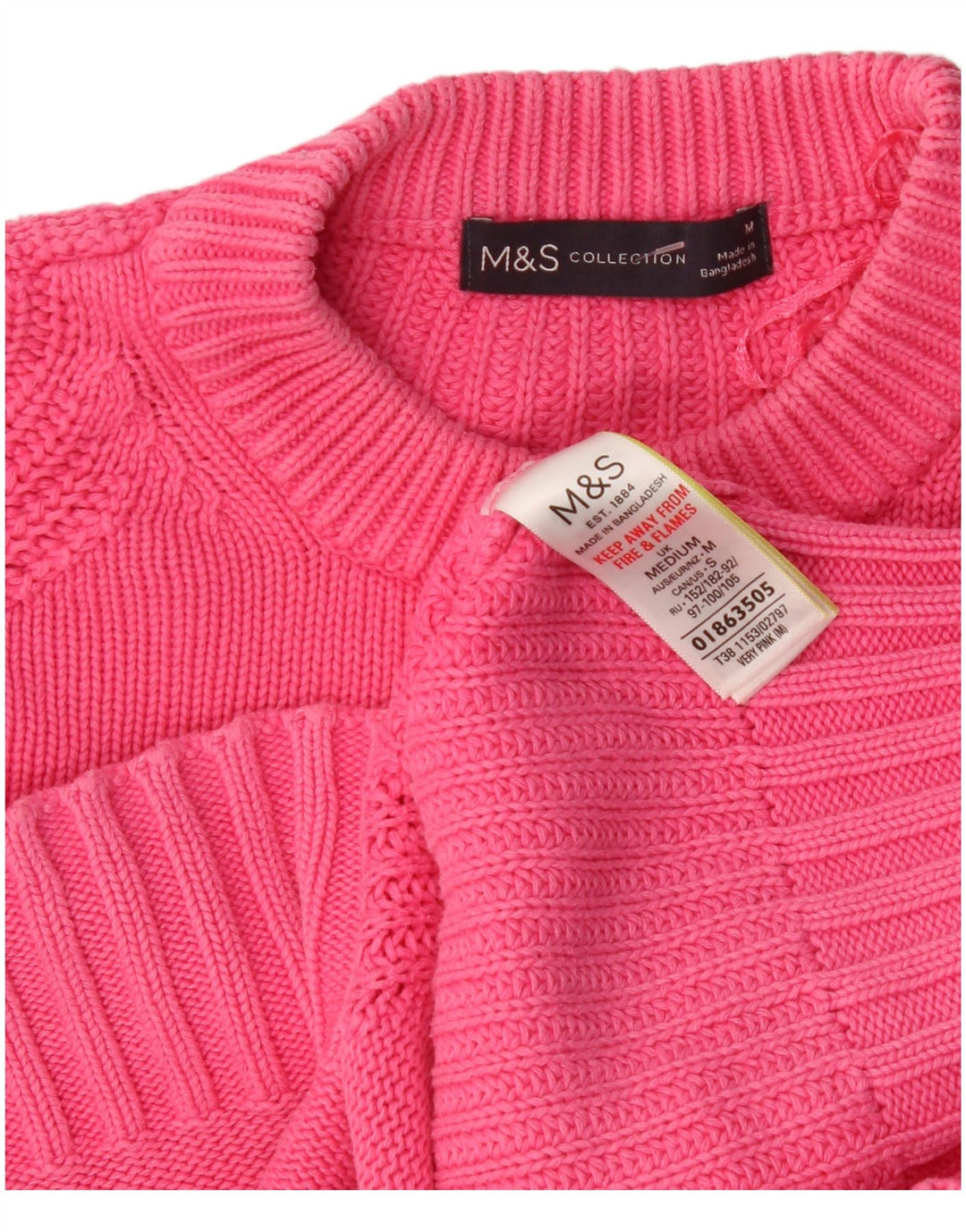 Marks & Spencer Damen-Pullover, übergroß, Rundhalsausschnitt, Gr. 14, Mittelrosa