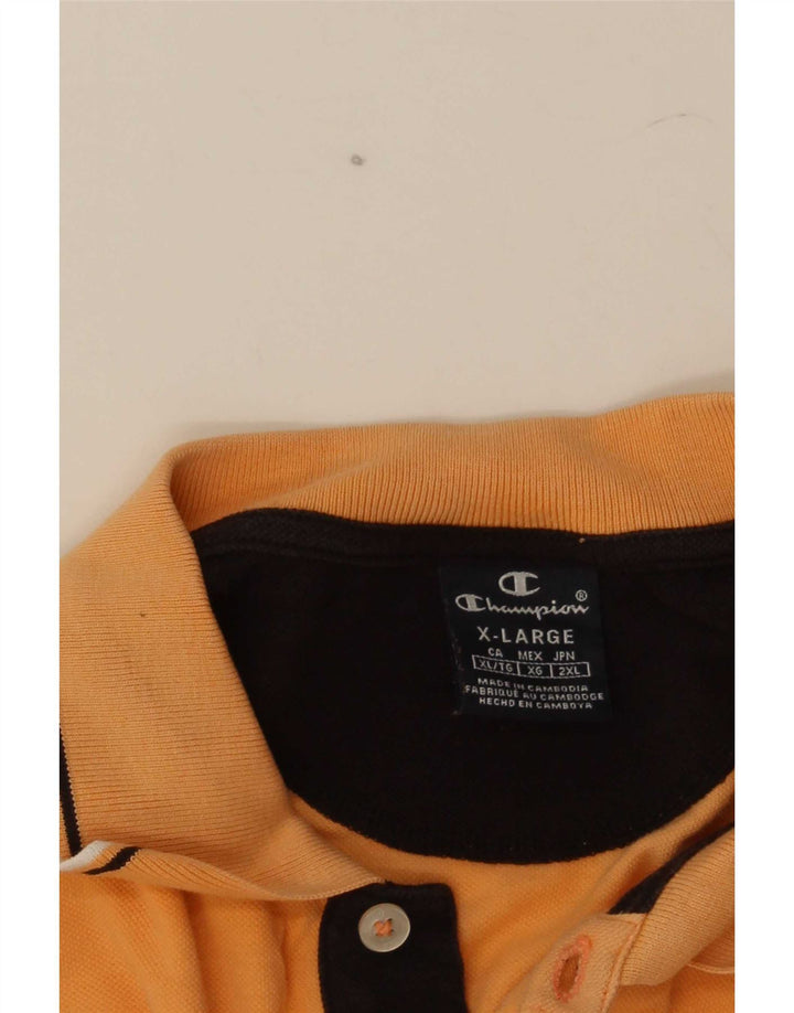 Champion Herren Poloshirt XL Orange gestreift