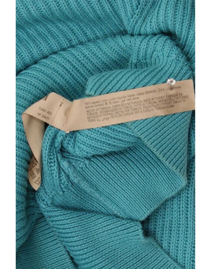 Massimo Dutti Damen Übergroßer Pullover mit V-Ausschnitt, UK 14, Mittelblau