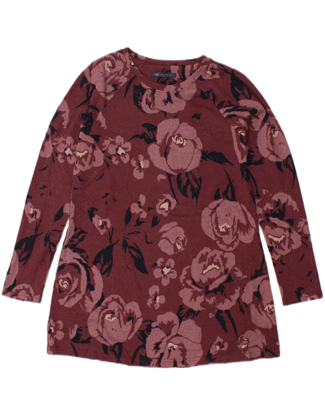 MARKS & SPENCER Womens Boat Neck Jumper Sweater UK 12 Medium  Burgundy