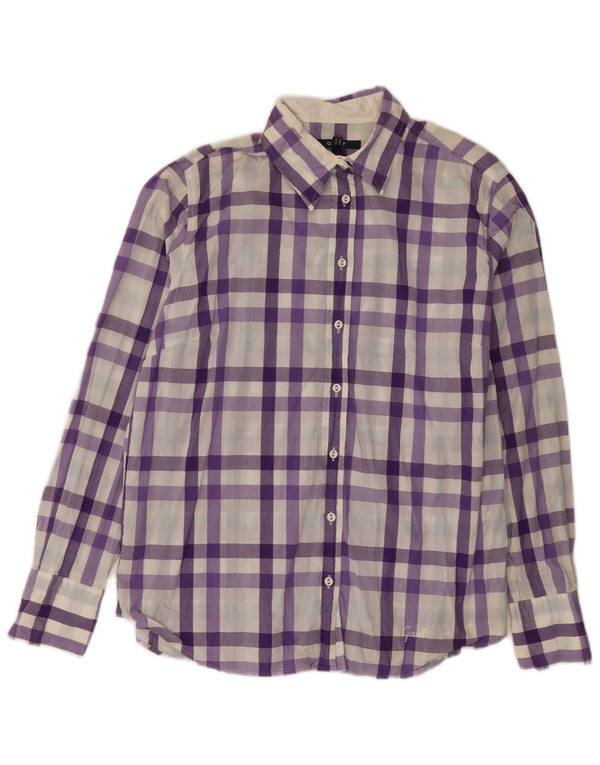 Gant Damenhemd UK 18 XL Lila kariert Baumwolle