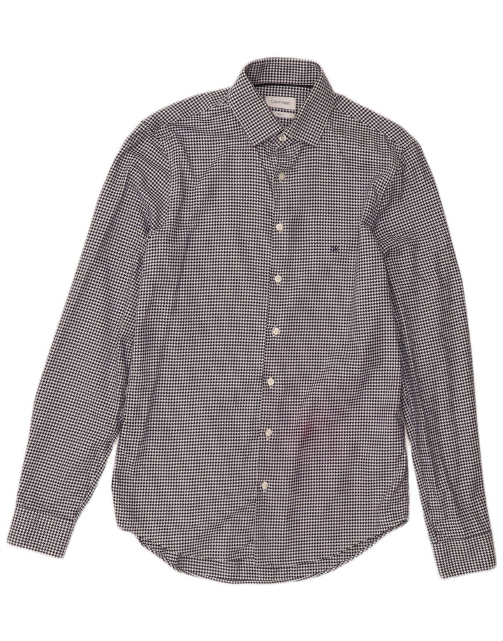 Calvin Klein Herrenhemd Größe 38 15 Mittel Marineblau Hahnentritt Designer
