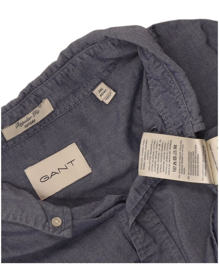 Gant Herren-Hemd mit normaler Passform, Größe 45/46, 2XL, blaue Baumwolle