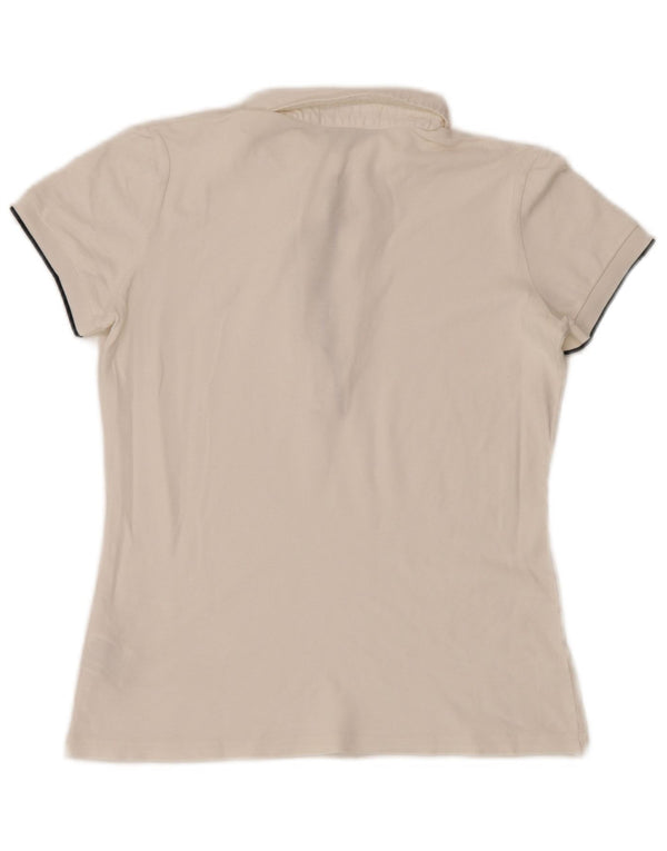 Fred Perry Womens Ruffle Front Polo Shirt UK 10 Small White Cotton