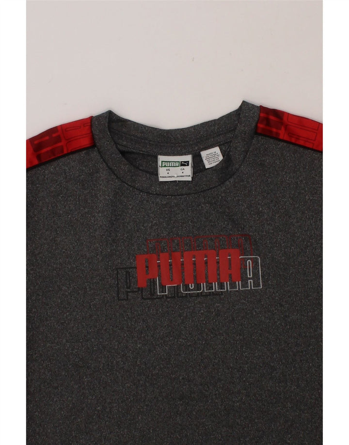 PUMA Boys Graphic T-Shirt Top 5-6 Years XS Grey Flecked Polyester Vintage Puma and Second-Hand Puma from Messina Hembry 