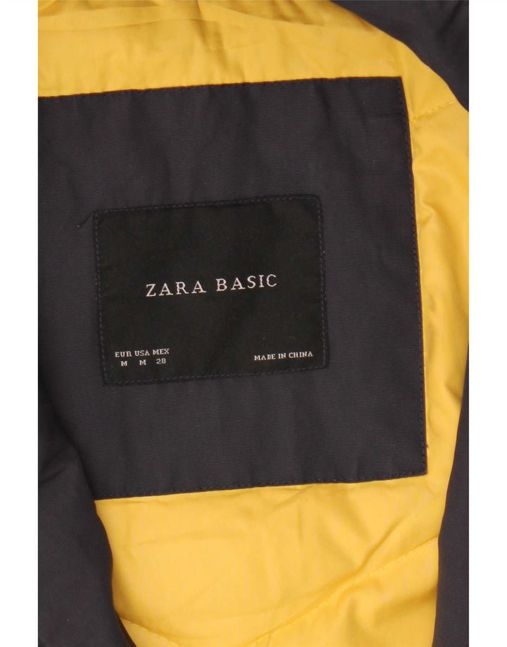 Zara Wattierter Damenmantel mit Kapuze UK 12 Medium Navy Blue Polyamid