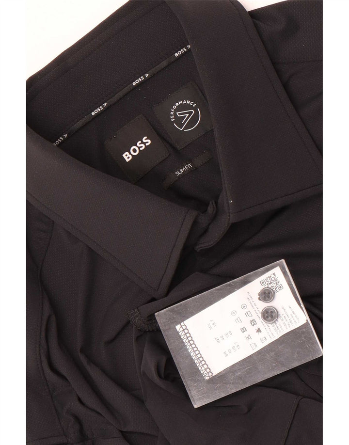 Hugo Boss Herren-Slim-Fit-Hemd, Größe 40, mittelschwarz, Polyamid