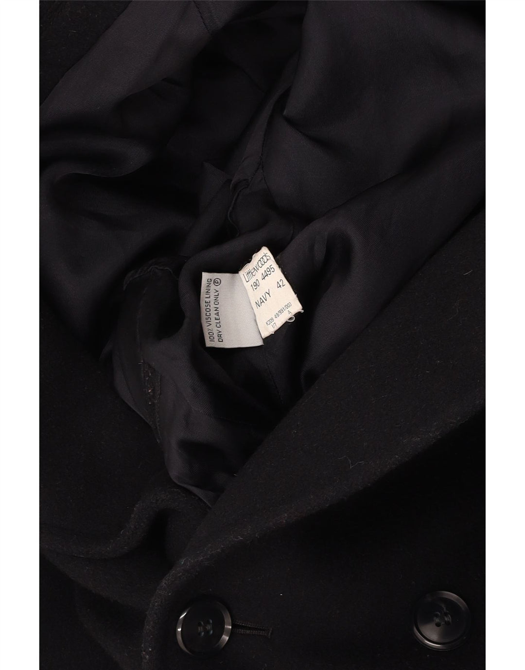 VINTAGE Zweireihiger Herrenmantel UK 42 XL Marineblaue Wolle