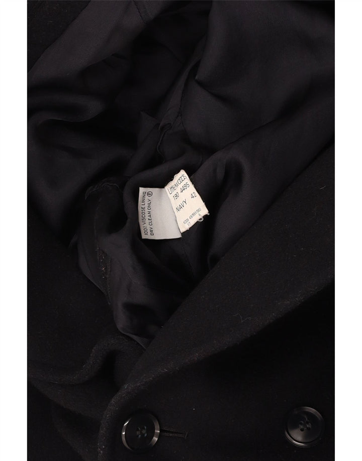 VINTAGE Zweireihiger Herrenmantel UK 42 XL Marineblaue Wolle