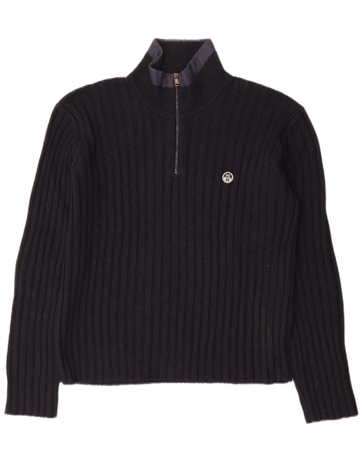 North Sails Herren-Pullover mit Reißverschluss am Hals, kleine marineblaue Wolle