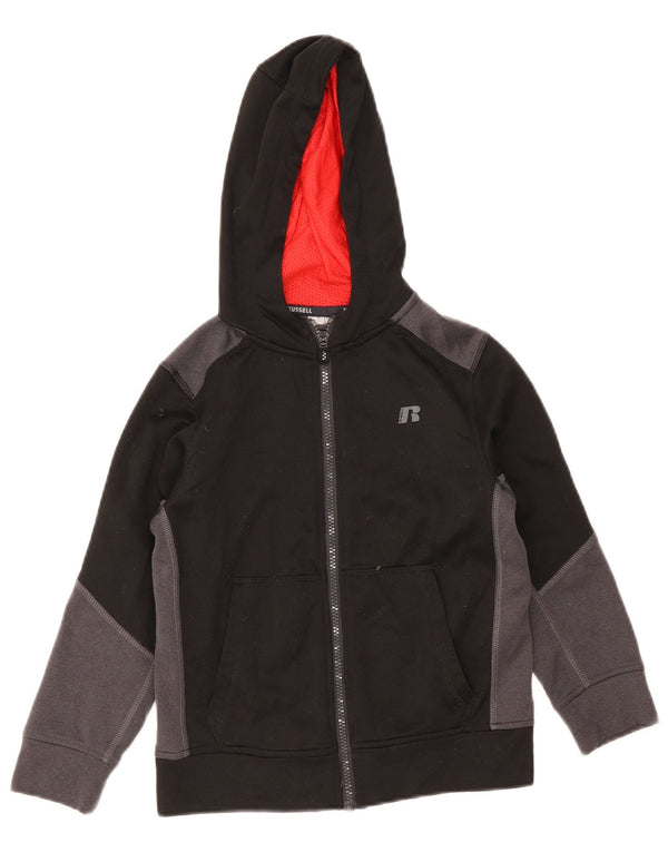 Russell Athletic Jungen-Kapuzenpullover mit Reißverschluss, 6–7 Jahre, Größe S, Schwarz, Farbblock