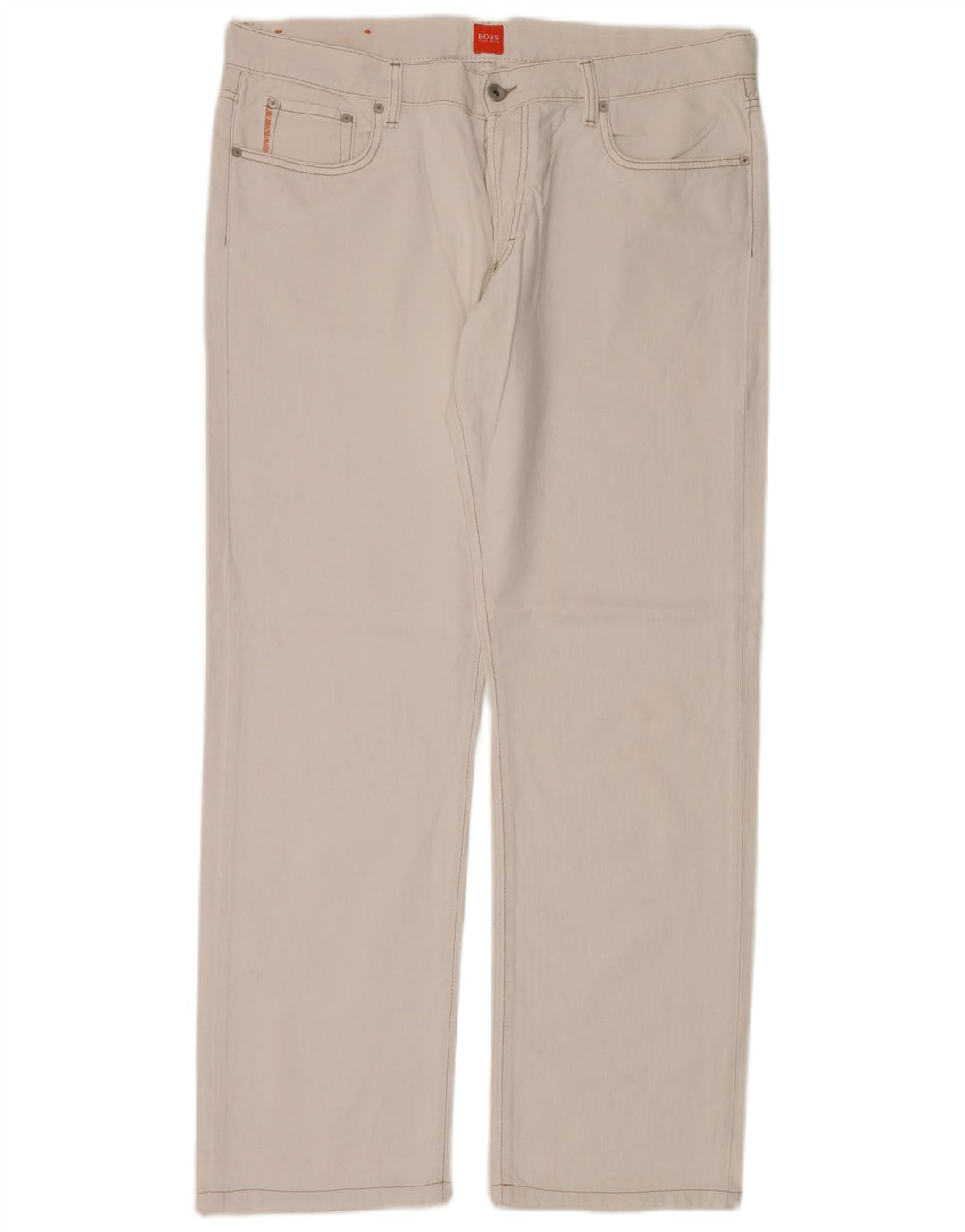 Hugo Boss Herren Straight Jeans W38 L34 Weiße Baumwolle