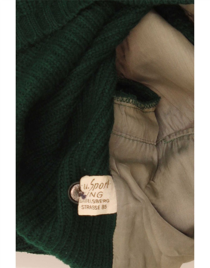 Vintage Herren Leder Cardigan Pullover EU 50 Mittelgrün