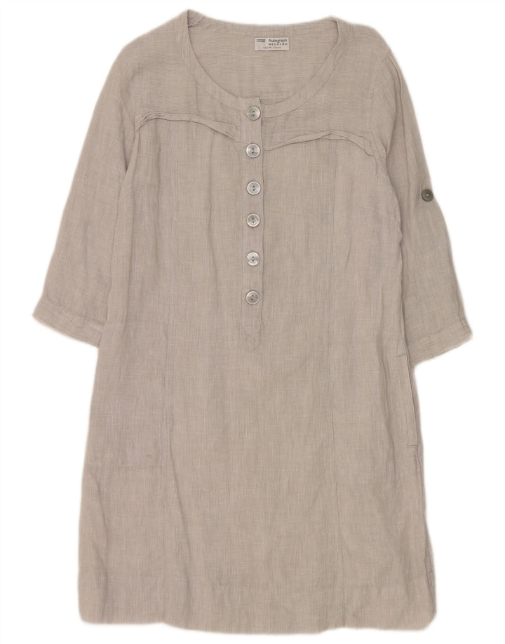 Marks & Spencer Damen-Etuikleid mit 3/4-Ärmeln, Gr. 14, Größe L, Grau, Leinen