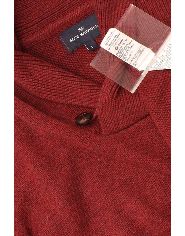 Marks & Spencer Herren Blauer Harbor-Pullover mit Schalkragen, Größe L, Rot