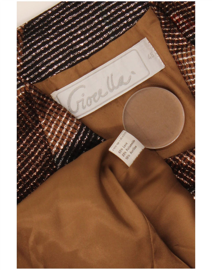 VINTAGE Damen Blazerjacke mit 1 Knopf IT 46, groß, mehrfarbig, geometrisch