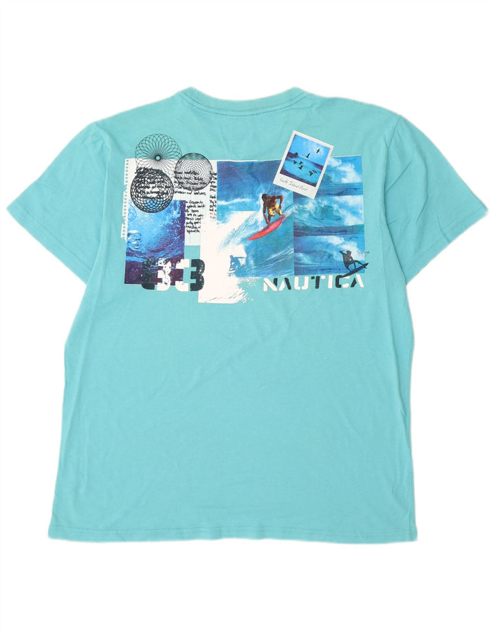 Nautica Herren Grafik-T-Shirt-Oberteil aus mitteltürkisfarbener Baumwolle