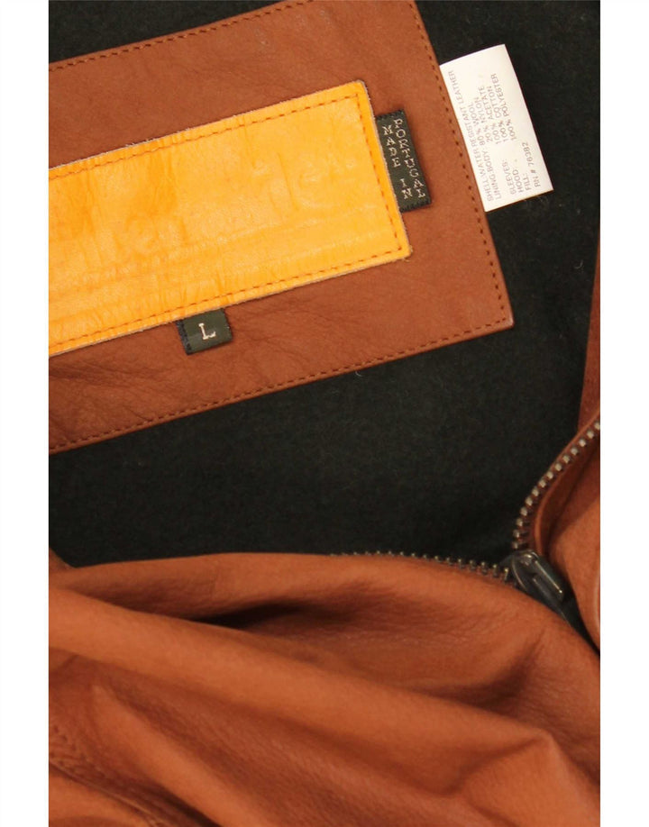 Timberland Herren-Lederjacke mit Kapuze, Größe 40, Braun