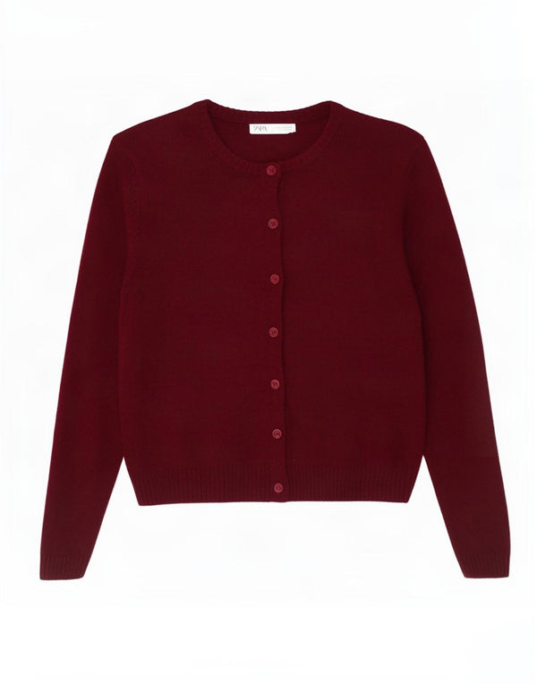 Zara Damen Strickjacke UK 18 XL Burgunderrote Wolle