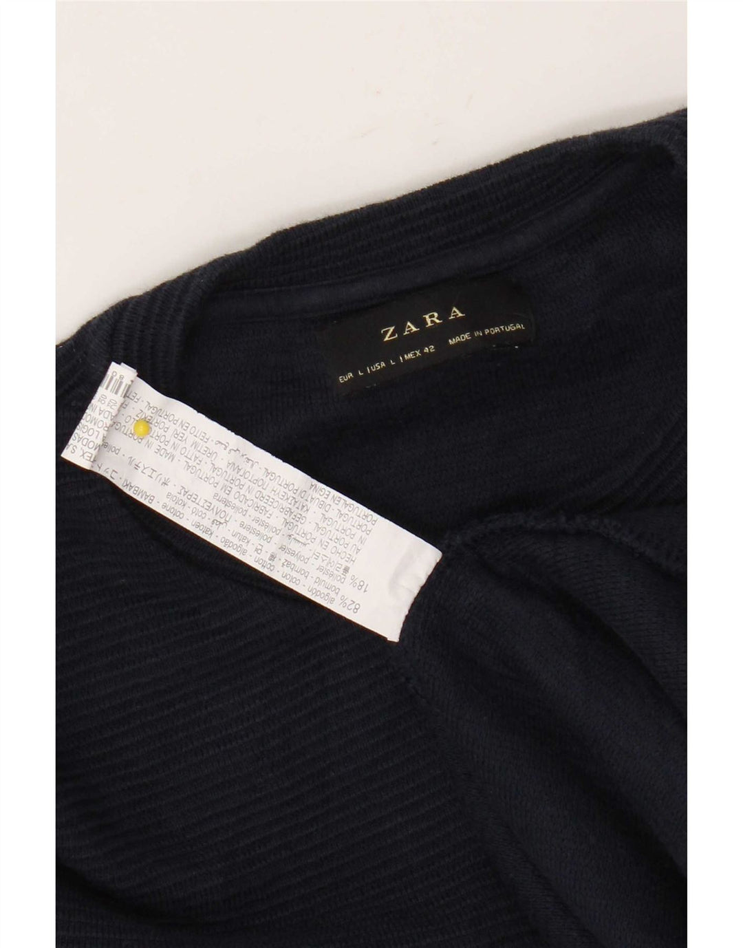 Zara Herren-Pullover mit Rundhalsausschnitt, groß, marineblaue Baumwolle